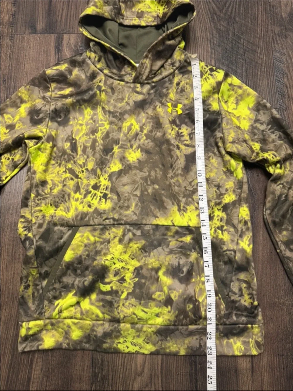 Under Armour Boys YLG Camo Hoodie | Green & Neon Yellow